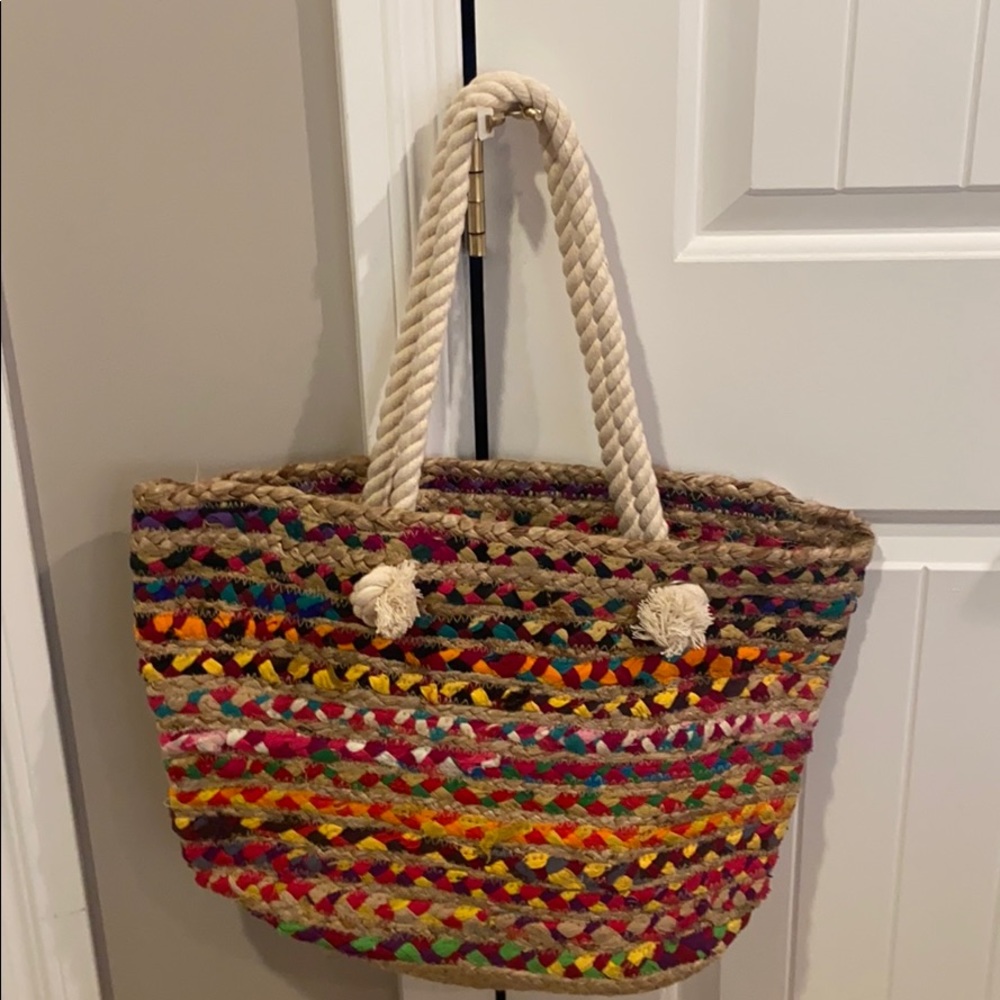 New worn woven beach bag
